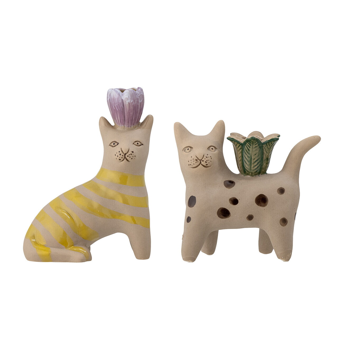 Set 2 suporturi lumanari, Bloomingville, Mamie, 12x7.5x16 cm, ceramica, multicolor - imagine 7